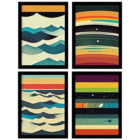 Set Di 4 Stampe Mare Posters In Arte Astratta Illustrazioni E Manifesti Di Galassie Artistiche Moderne E A Colori Per L'interior Senza Cornice A3 - Foto 1