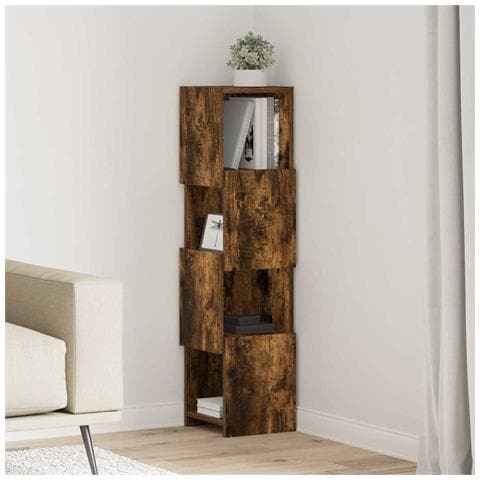 Mobile angolare Bianco 25,5x25x102cm Legno multistrato - Foto 2