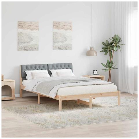 Struttura del Letto Marrone e grigio chiaro 150 x 200 cm - Foto 2