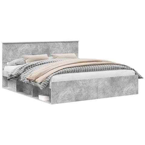 Struttura del letto Calcestruzzo 180 x 200 cm Pino massello - Foto 1