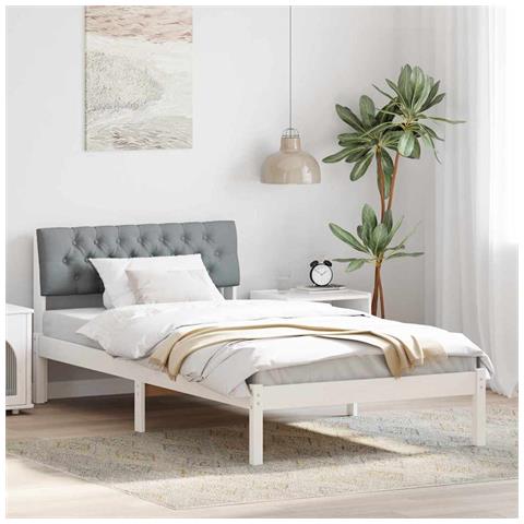 Struttura del Letto Bianco e grigio chiaro 100 x 200 cm - Foto 2