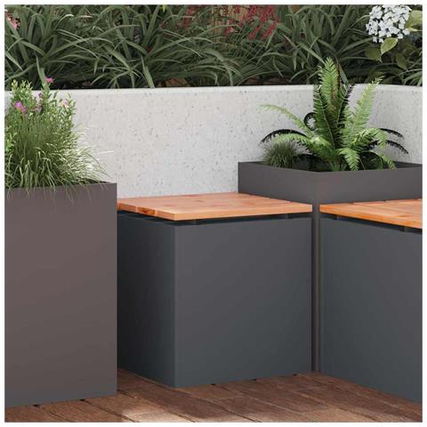 Panchina da giardino Antracite 40 x 40 x 43 cm Acciaio - Foto 2