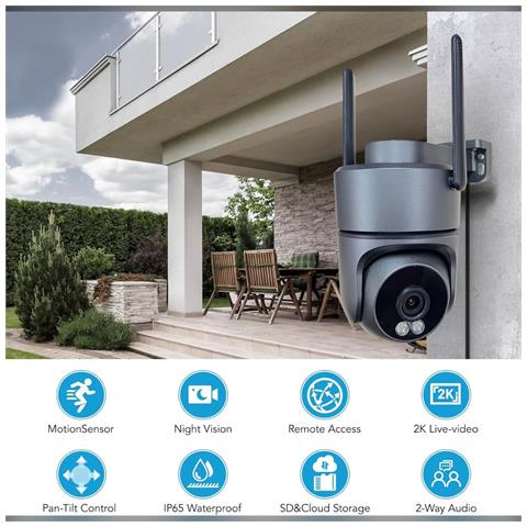 Telecamera Di Sicurezza Wifi Smart Pan Tilt Icsee App 3mp Con Cloud Storage E Rilevamento Umano 128 - Foto 2