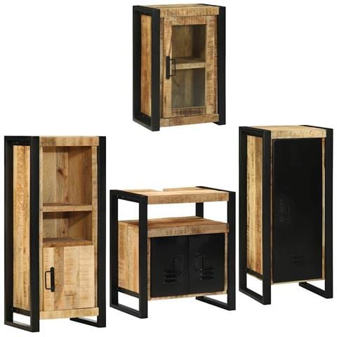 Set di mobili per il bagno 4 pcs Legno di Mango Massello - Foto 1
