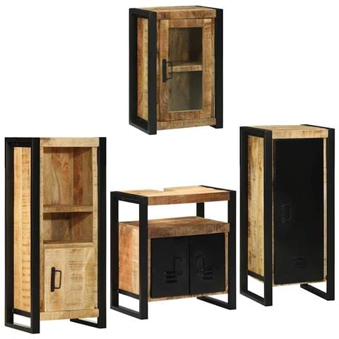 Set di mobili per il bagno 4 pcs Legno di Mango Massello - Foto 2