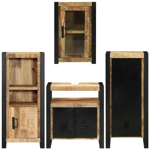 Set di mobili per il bagno 4 pcs Legno di Mango Massello - Foto 9
