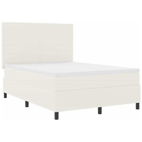 Letto a molle Crema e Bianco 160 x 200 cm Tessuto in Cords - Foto 1