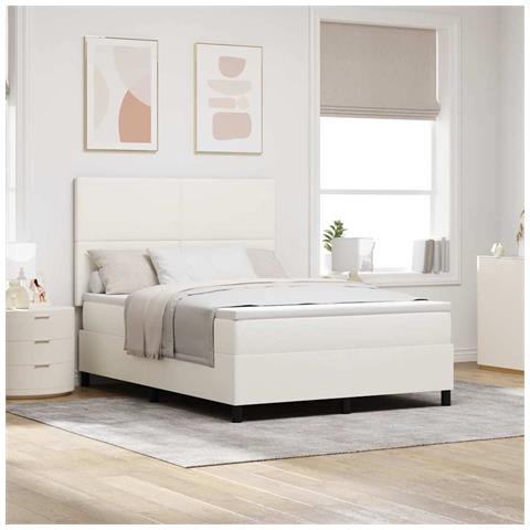 Letto a molle Crema e Bianco 160 x 200 cm Tessuto in Cords - Foto 2