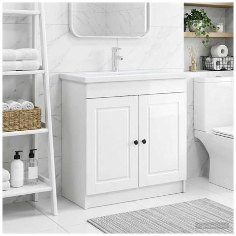 Mobiletto da bagno sotto il lavello Bianco Lucido - Foto 2