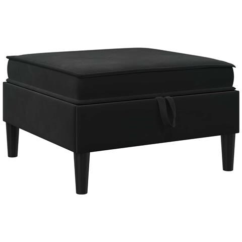 Pouf con Storage Nero Velluto - Foto 1