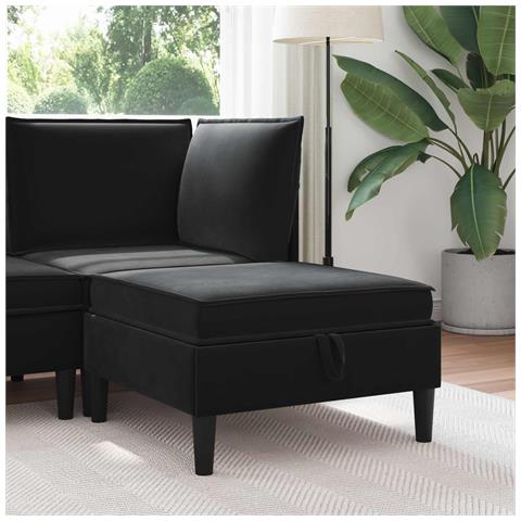 Pouf con Storage Nero Velluto - Foto 2