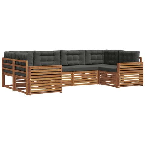 Set di divani da esterno con cuscino 6 pcs Naturale e Antracite - Foto 1