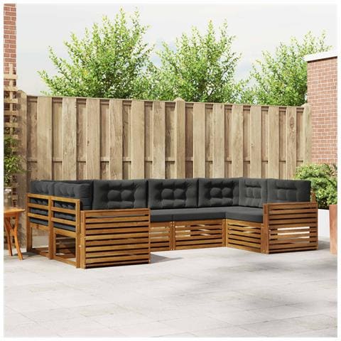 Set di divani da esterno con cuscino 6 pcs Naturale e Antracite - Foto 2