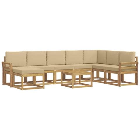 Set di divani da esterno con cuscino 9 pcs Bianco e Beige - Foto 1