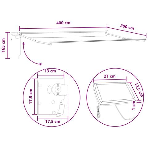 Tenda retrattile manuale con LED Tortora - Foto 9