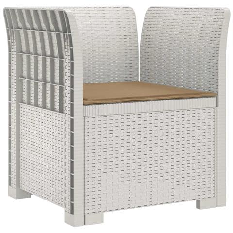 Poltrona a 1 Posto con Cuscino Aspetto Rattan PP Bianco - Foto 1
