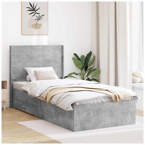 Struttura del letto con stoccaggio e testata Grigio Cemento - Foto 2