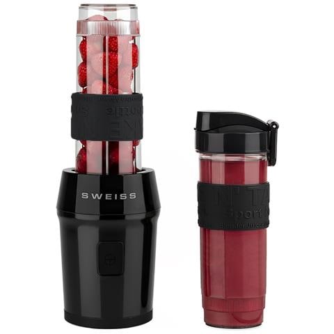 Mini Frullatore Per Smoothie, 2 Borracce Da 570 Ml Con Coperchi Da Viaggio, Portatile, 4 Lame In Acciaio Inossidabile, 300 W, Lavabile In Lavastoviglie, Nero - Foto 1