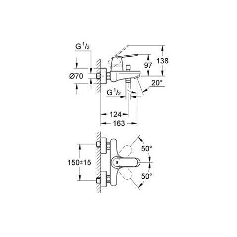 Miscelatore Monocomando Esterno Vasca E Doccia Eurosmart Cosmo Grohe - Foto 2
