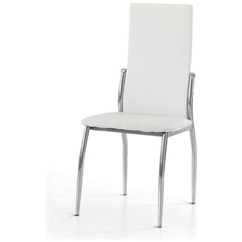 Storm Set 4 sedie create 1 metallo cromato ecopelle bianca Storm Set 4 sedie create 1 metallo cromato ecopelle bianca