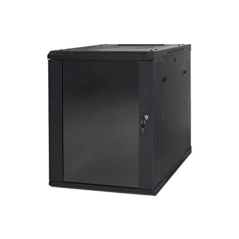 ARMADIO RACK 19" 9 UNITA' DA MURO A) 500 x (L) 600 x (P) 450 NERO DISASSEMBLATO PORTA VETRO - Foto 1