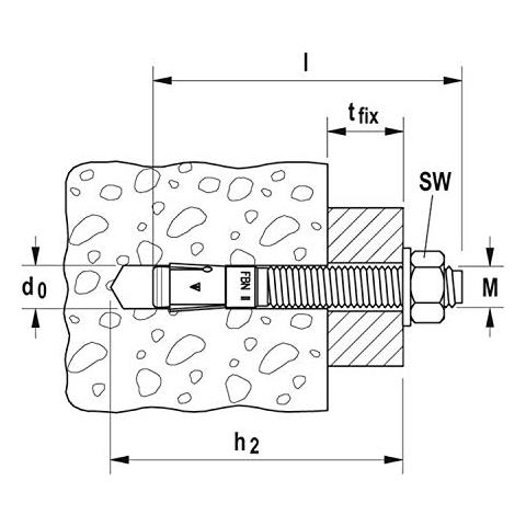 3016537 Tasselli FBN II 10/100 in acciaio, via e Calcestruzzo Pietra compatta, Set di 20 Pz, 40943, Grigio, GVZ - Foto 2