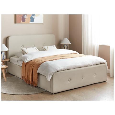 Letto Contenitore Tessuto Rennes 160 X 200 Cm Beige - Foto 24