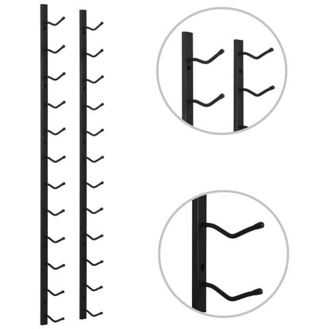 Portavini da Parete per 12 Bottiglie Nero in Ferro - Foto 2