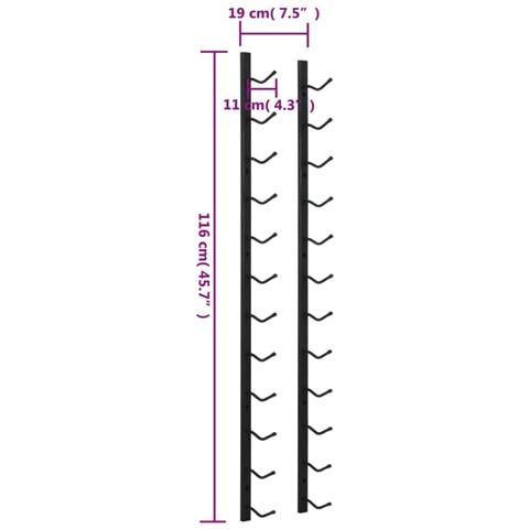 Portavini da Parete per 12 Bottiglie Nero in Ferro - Foto 5