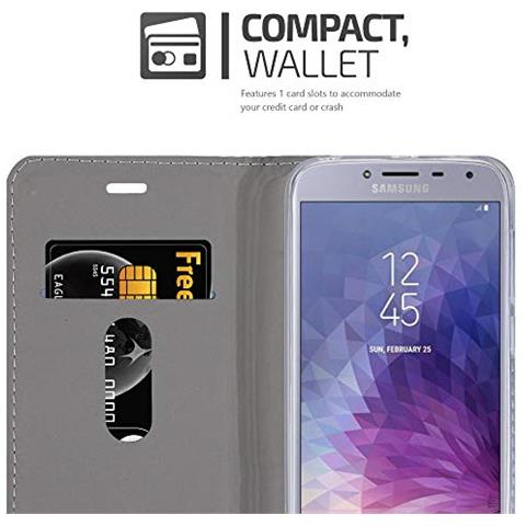 Custodia Compatibile Con Samsung Galaxy J4 2018 In Grigio Chiaro Marrone - Coperchio Protettiva Con Chiusura Magnetica, Funzione Stand E Tasca Per Le Carte - Foto 2