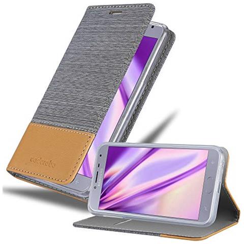 Custodia Compatibile Con Samsung Galaxy J4 2018 In Grigio Chiaro Marrone - Coperchio Protettiva Con Chiusura Magnetica, Funzione Stand E Tasca Per Le Carte - Foto 1