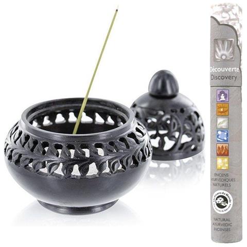 Incensiere Di Pietra Nera Venezia + Incenso Naturale Ayurvedico - Foto 2