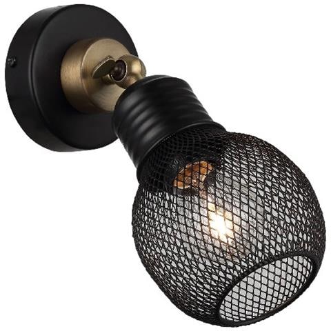 Lampada A Parete Pende - Applique - Oro, Nero In Metallo, 15 X 12 X 25 Cm, 1 X E27, Max 40w - Foto 1