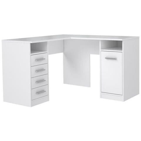 Tolede Eckschreibtisch 1 Tr 4 Schubladen - Weies Papierdekor - L 125 X T 125 X H 75 Cm - Foto 1