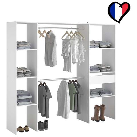 Elysee Armadio A Vista Bianco 6 Ripiani, 1 Cassetto, 2 Barre Appendiabiti - Foto 6