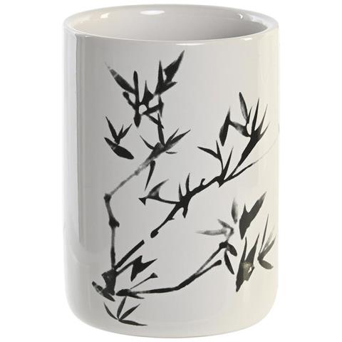 Portaspazzolini Da Denti 7,6 X 7,6 X 11 Cm Nero Legno D'albero Della Gomma Bianco Gres - Foto 1