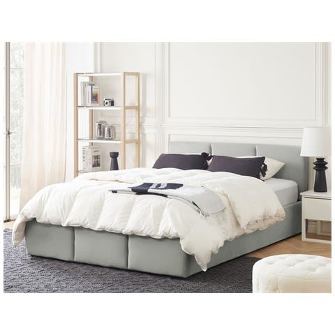 Letto Contenitore Velluto Bousse 140 X 200 Cm Grigio Chiaro - Foto 1