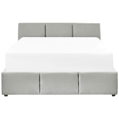 Letto Contenitore Velluto Bousse 140 X 200 Cm Grigio Chiaro - Foto 8