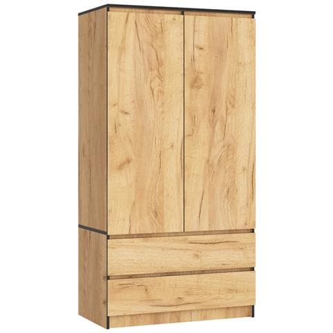 Armadio A 2 Ante Battenti E Cassetti S90, 90x51x180 cm, Colore Quercia Craft - Foto 1