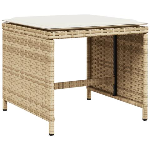 Sgabelli Giardino Con Cuscini 4pz Beige 40x40x35 Cm Polyrattan - Foto 3
