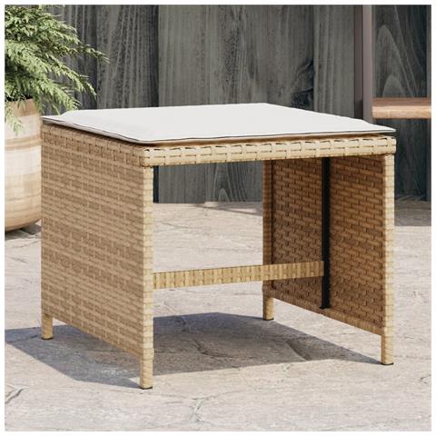 Sgabelli Giardino Con Cuscini 4pz Beige 40x40x35 Cm Polyrattan - Foto 1
