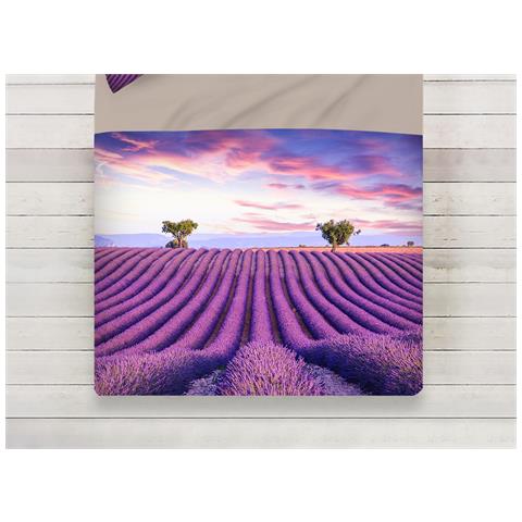 Lenzuola Copriletto Letto Sogni D''oro 100% Cotone Disegno Lavanda D74 Matrimoniale Lavanda D74 - Foto 2