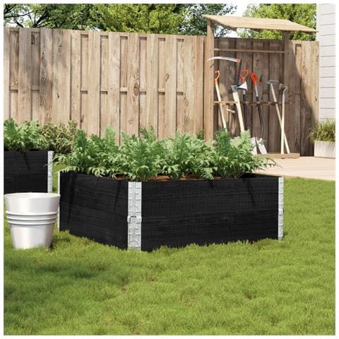 Fioriera Da Giardino Nera 100x100 Cm In Legno Massello Di Pino - Foto 1