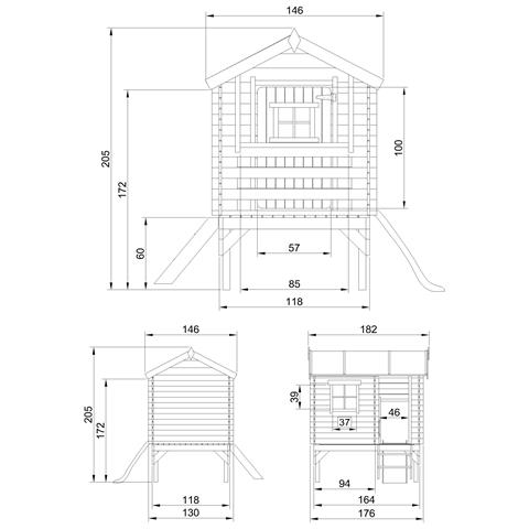 Casetta Per Bambini In Legno Con Scivolo - Casetta Giocattolo Per Bambini - L182xl146xa205cm / 1.1m2 - Casetta Da Gioco Da Esterno - Casetta Da Giardino Timbela M501c - Foto 6