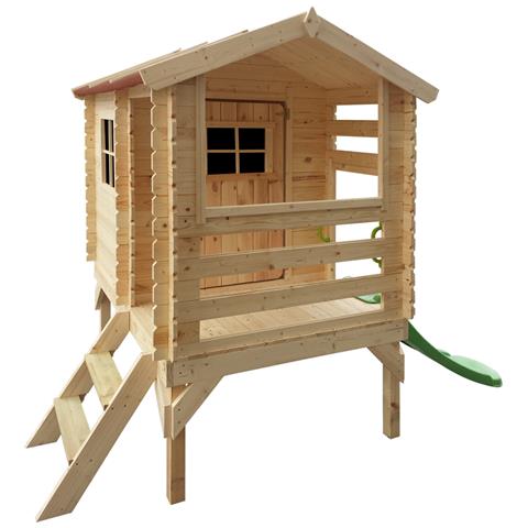 Casetta Per Bambini In Legno Con Scivolo - Casetta Giocattolo Per Bambini - L182xl146xa205cm / 1.1m2 - Casetta Da Gioco Da Esterno - Casetta Da Giardino Timbela M501c - Foto 1