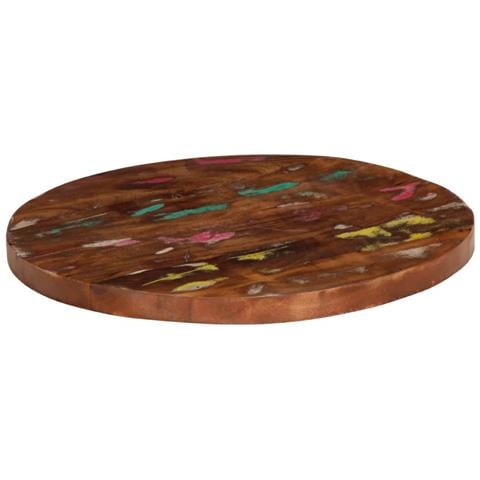 Piano Per Tavolo 60x1,5 Cm Rotondo Legno Massello Di Recupero - Foto 2
