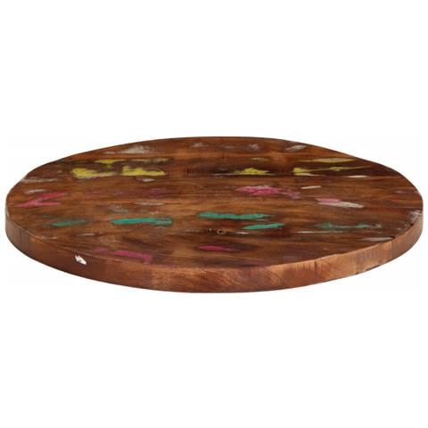 Piano Per Tavolo 60x1,5 Cm Rotondo Legno Massello Di Recupero - Foto 3
