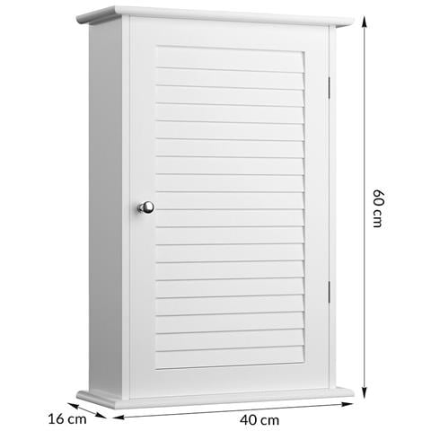 Mobile Mobiletto Bagno Parete Armadio Armadietto Legno Mdf Bianco 40 x 16 x 60cm - Foto 2