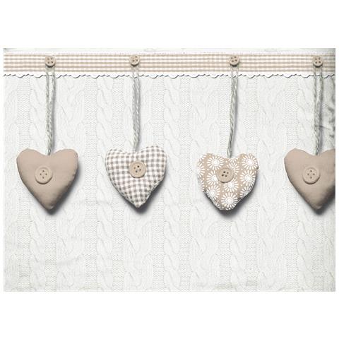 Copripiumino Sacco Piumone Pensieri Delicati Cotone Disegno Cuore Appeso Matrimoniale Beige - Foto 2