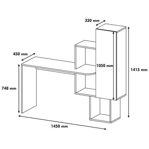 Turku Scrivania Funzionale Con 6 Scomparti Di Stoccaggio - Legno E Bianco - Foto 5
